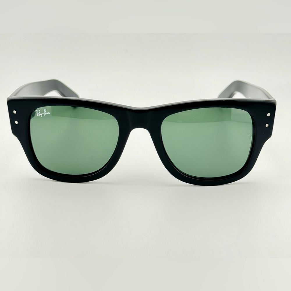 Ray-Ban Mega Wayfarer Sunglasses Rb0840S Acetate Black Frame Green Lenses UNISEX - Picture 7 of 15